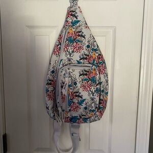 White and Pink Floral Backpack